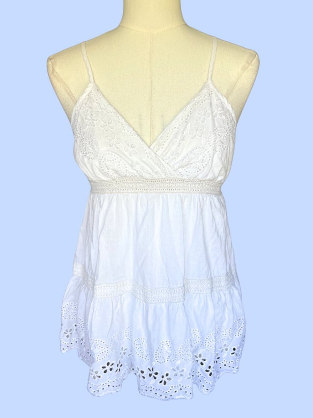 American Rag Y2K White Eyelet Babydoll Tank